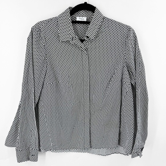 ✅ AKRIS PUNTO BLACK AND WHITE POLKA DOT BLOUSE WITH BALLOON BACK SIZE 8 - Picture 1 of 11